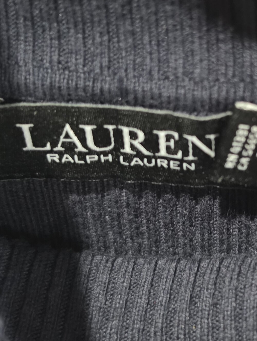 Ralph Lauren Navy Ribbed Turtleneck Top Size SP Like New Minimalist Quiet Luxury - Picture 7 of 8
